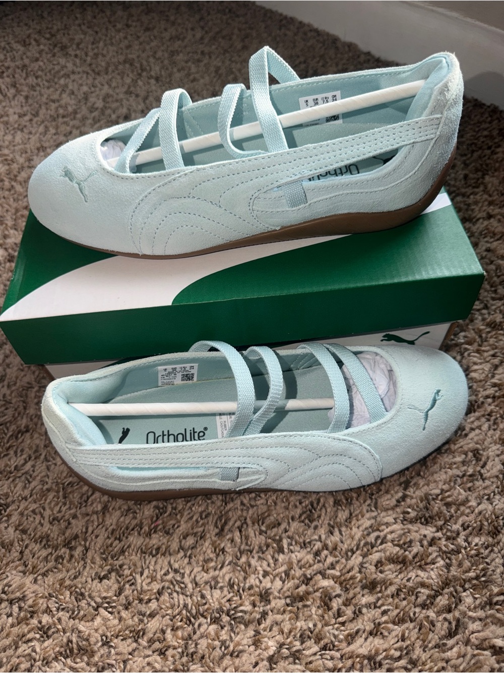 Puma Womenβs Mint Blue Ballet Flats with Elastic Straps